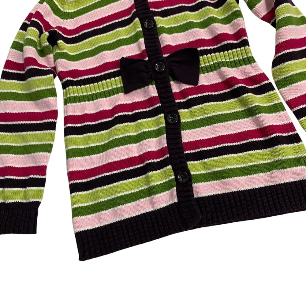 GYMBOREE Sweater Cardigan Button Up Hoodie Size 7/8 Pink Green Knit Warm